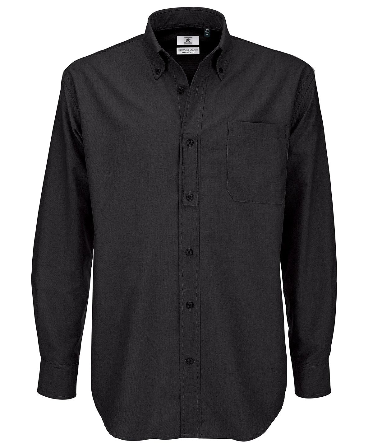 Black - B&C Oxford long sleeve /men - GarmentEmbroidery