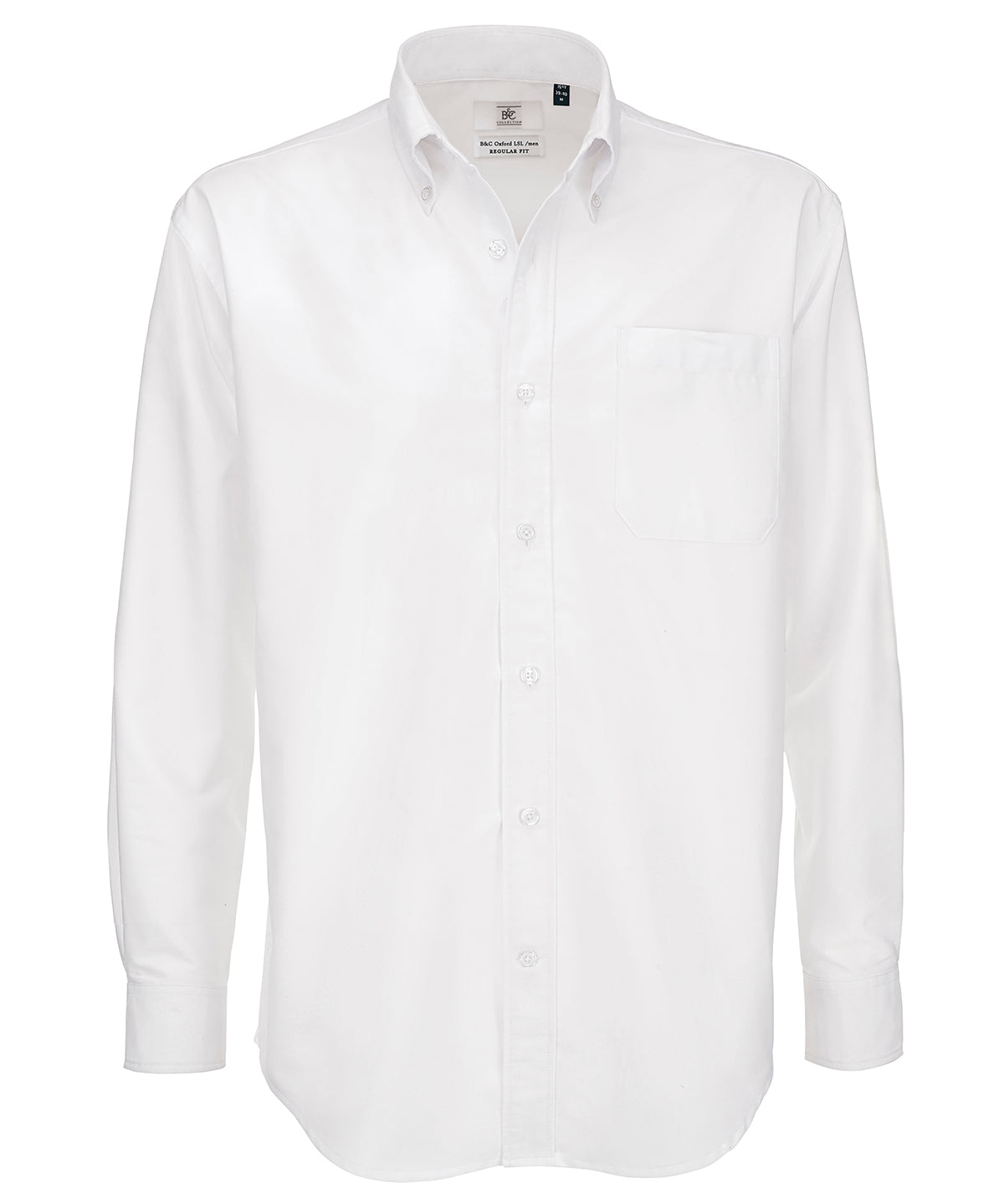 White - B&C Oxford long sleeve /men - GarmentEmbroidery