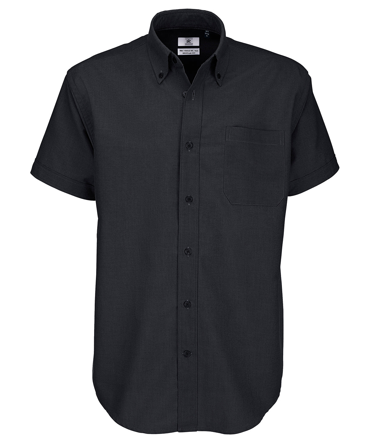 Black - B&C Oxford short sleeve /men - GarmentEmbroidery