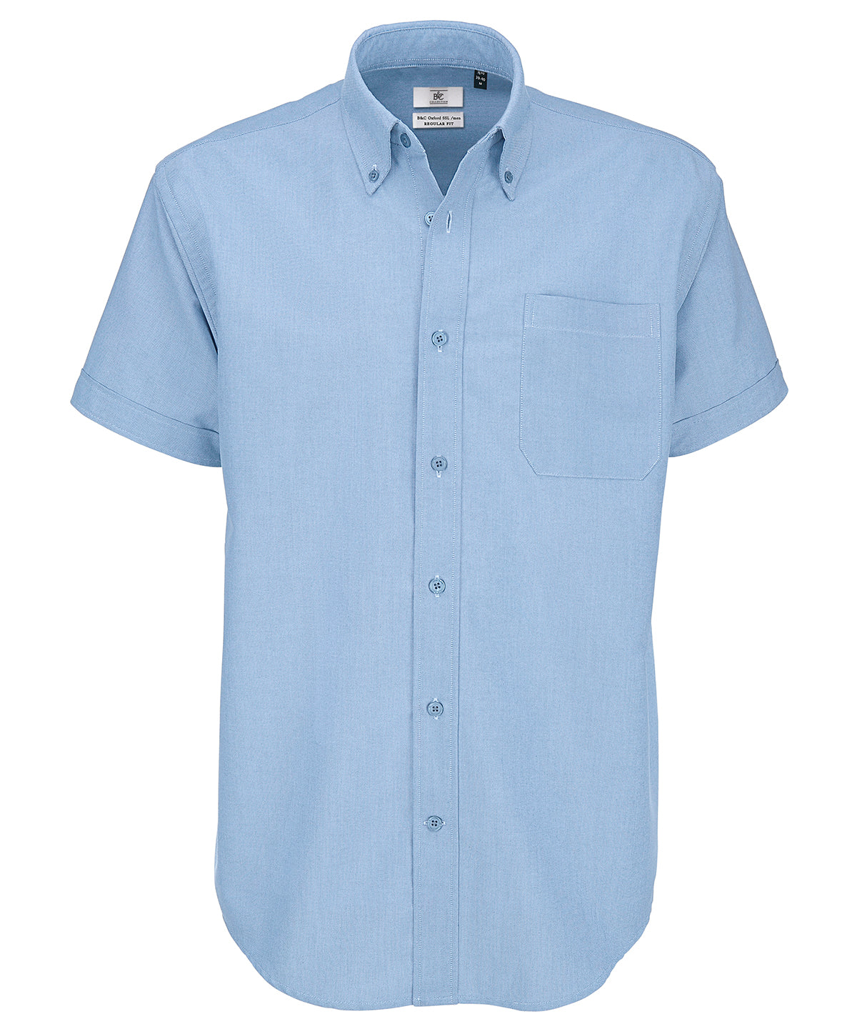 Oxford Blue - B&C Oxford short sleeve /men - GarmentEmbroidery