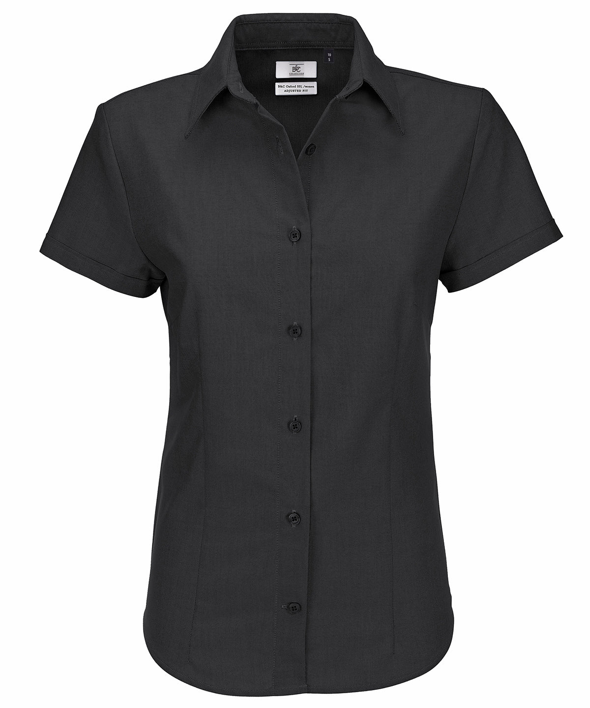 Black - B&C Oxford short sleeve /women - GarmentEmbroidery
