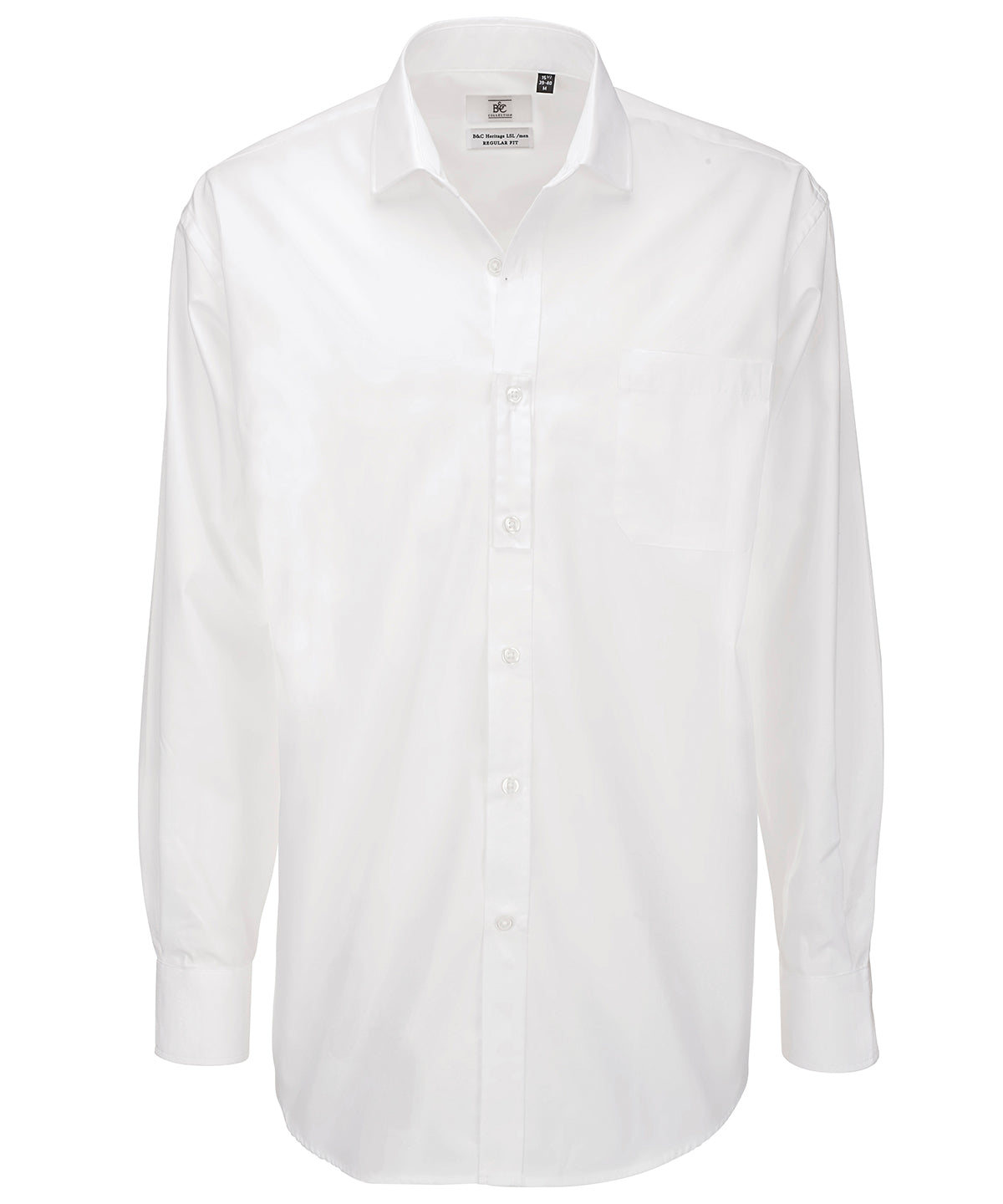 White - B&C Heritage long sleeve /men - GarmentEmbroidery