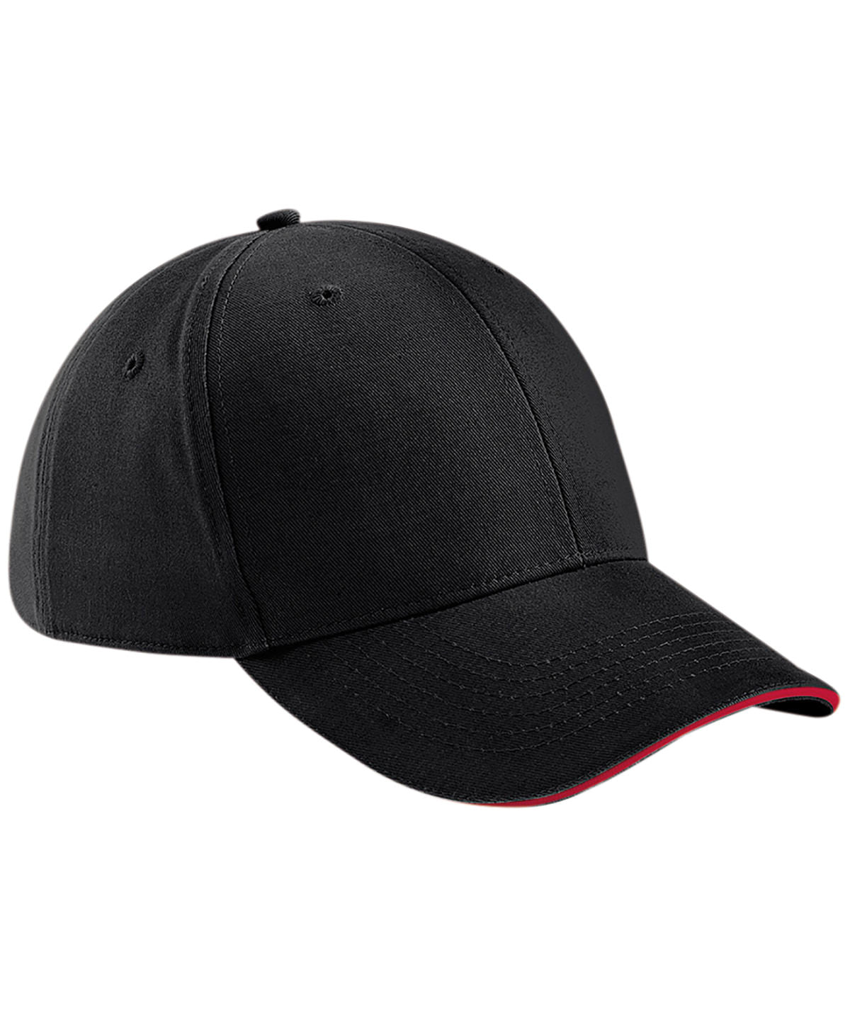 Black/Classic Red - Athleisure 6-panel cap - GarmentEmbroidery