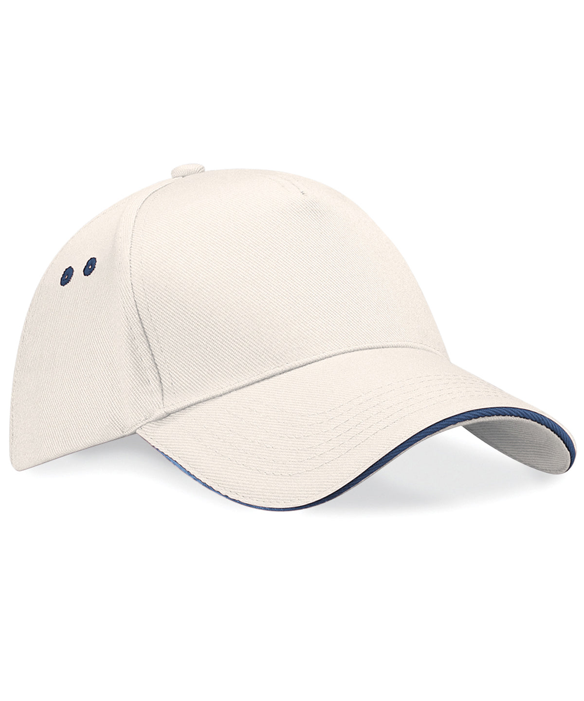 Putty/French Navy - Ultimate 5-panel cap - sandwich peak - GarmentEmbroidery