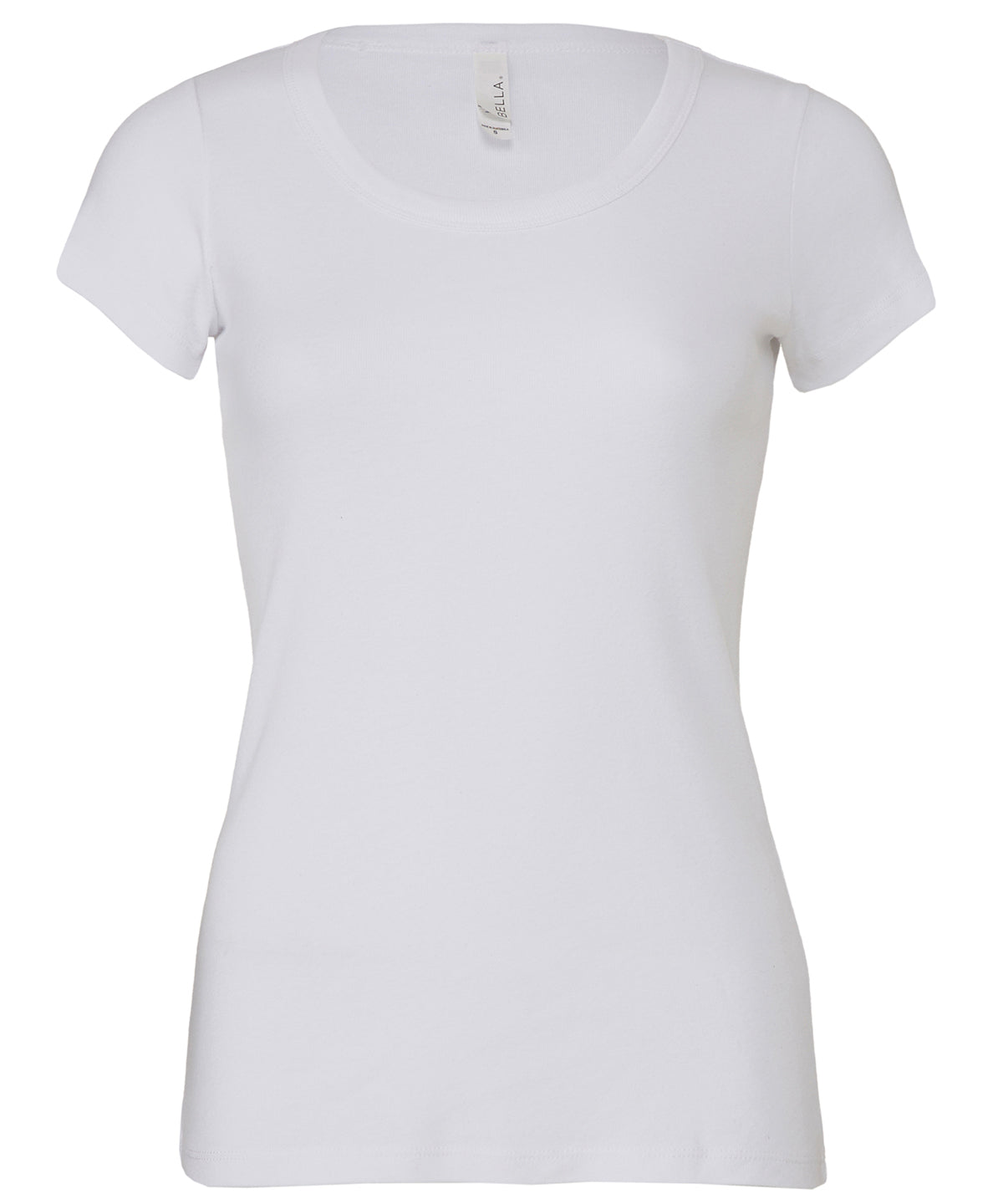 White - Baby rib short sleeve scoop neck t-shirt - GarmentEmbroidery