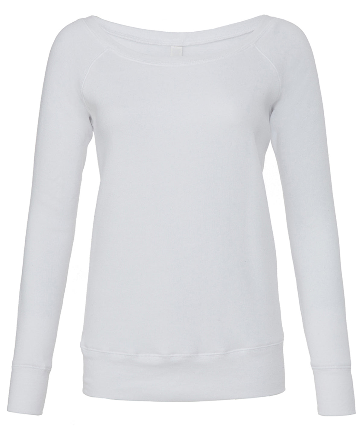 Solid White Triblend - Sponge fleece wide neck sweatshirt - GarmentEmbroidery