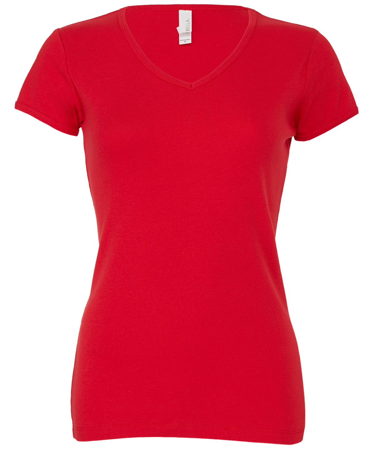 Red - Baby rib short sleeve v-neck t-shirt - GarmentEmbroidery