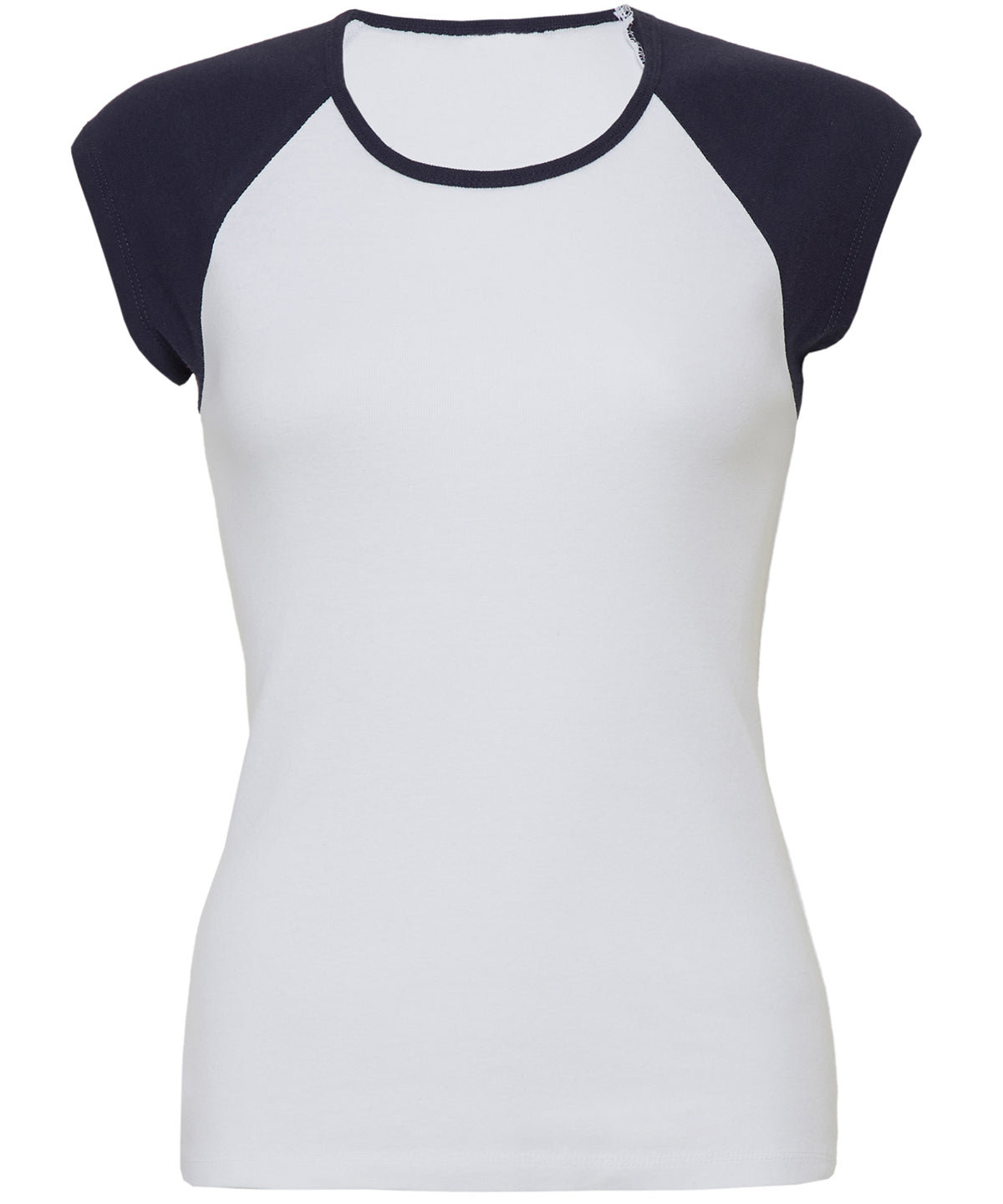White /Baby Blue - Baby rib cap sleeve contrast raglan t-shirt - GarmentEmbroidery