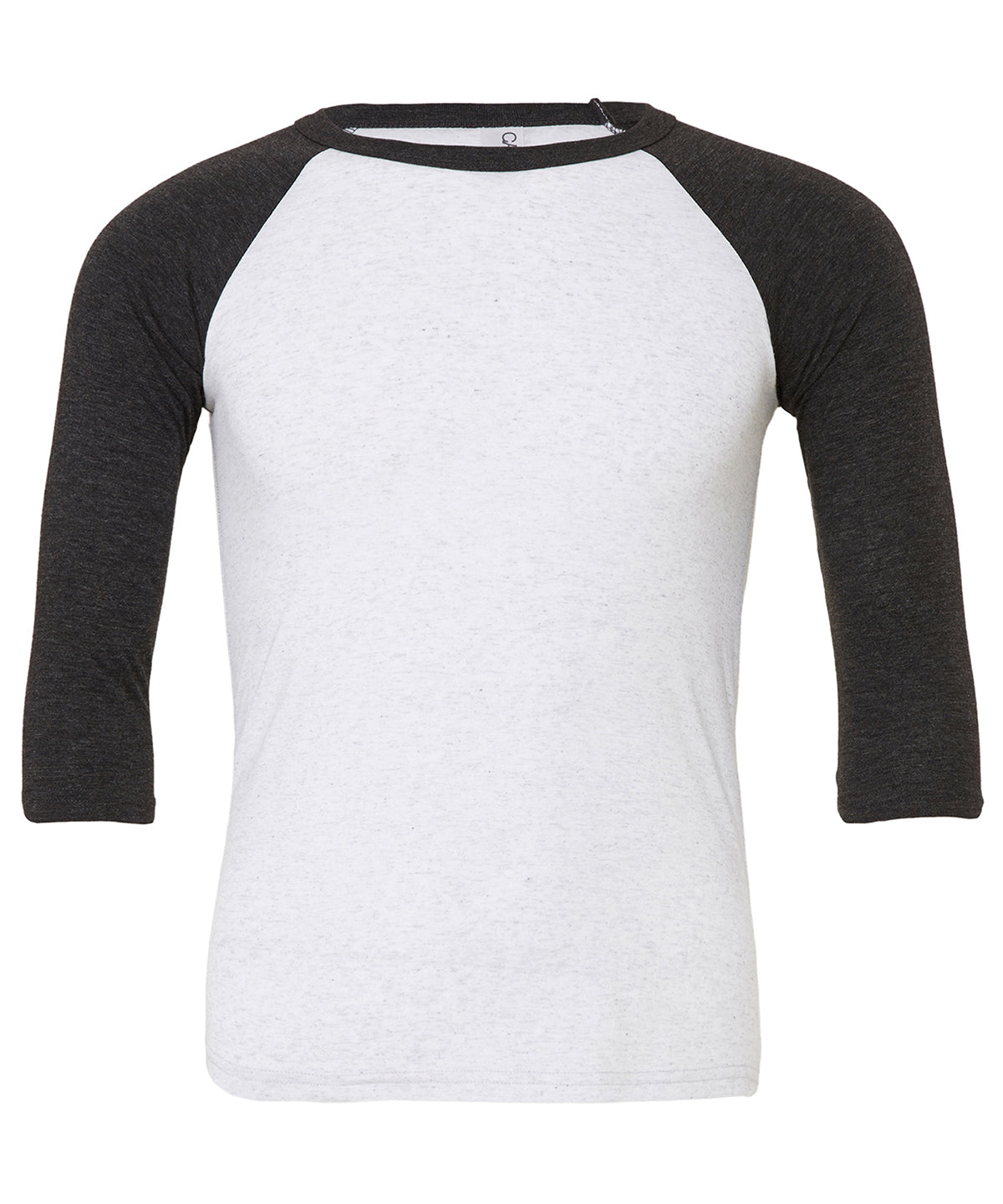 White Fleck/Charcoal-Black Triblend - Unisex triblend ¾ sleeve baseball t-shirt - GarmentEmbroidery