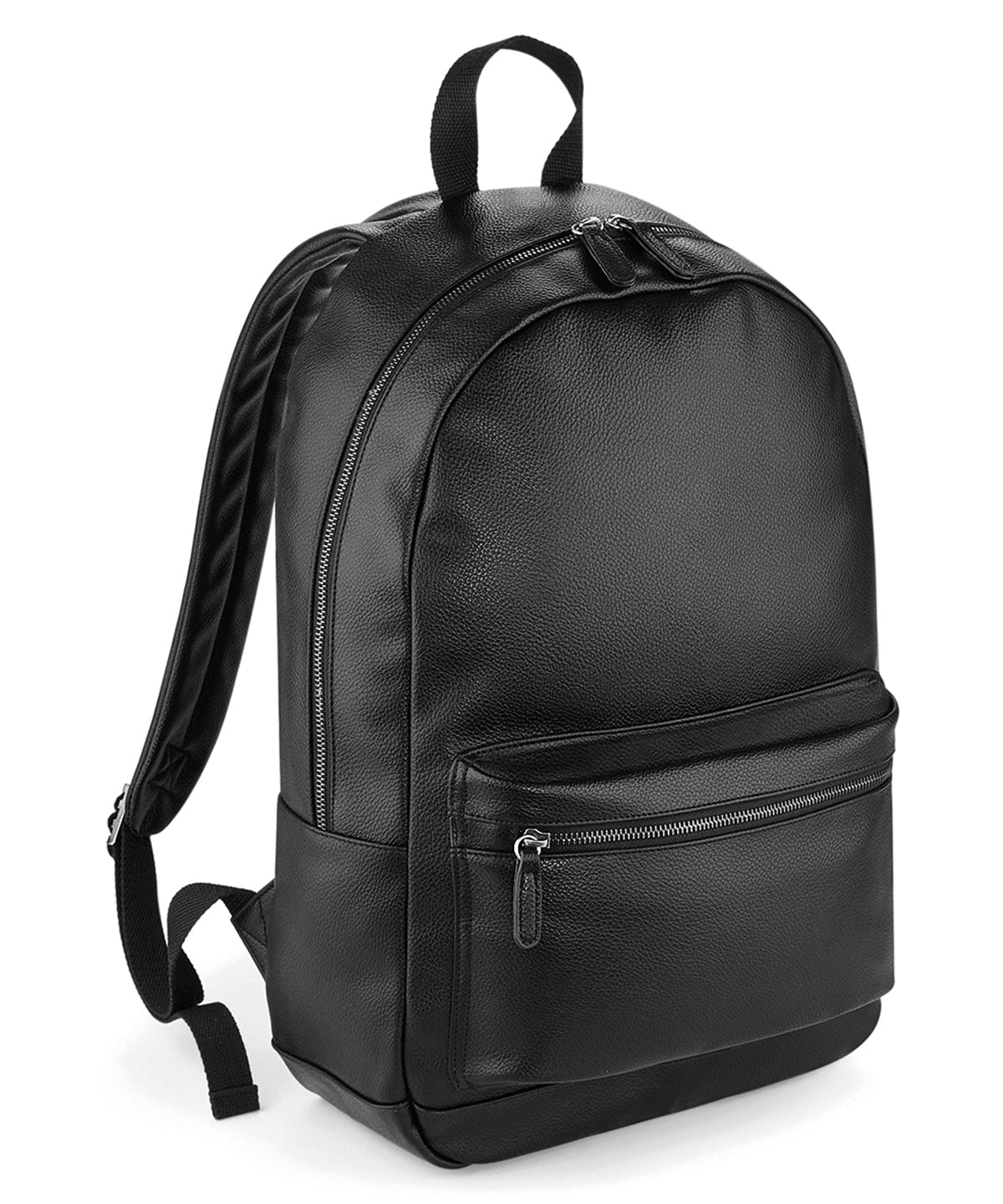 Black - Faux leather fashion backpack - GarmentEmbroidery