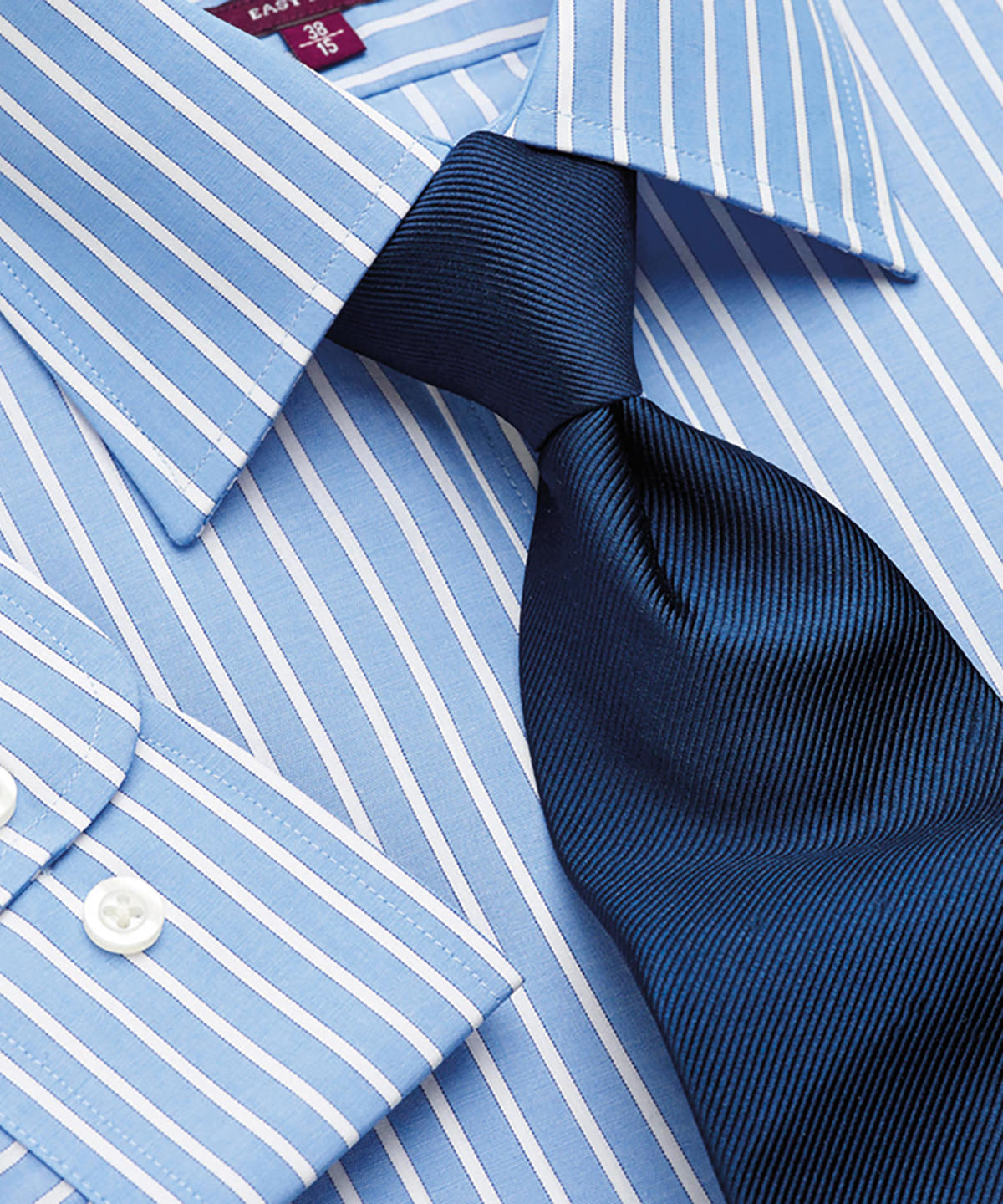 Blue/White Stripe - Rufina long sleeve shirt - GarmentEmbroidery