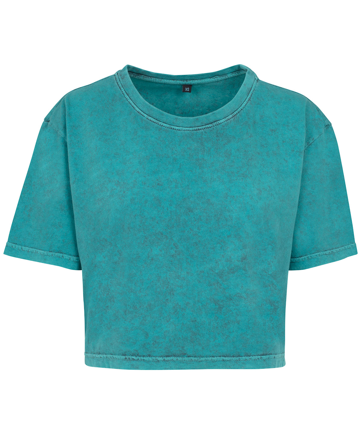 Teal/Black - Women's acid washed cropped tee - GarmentEmbroidery