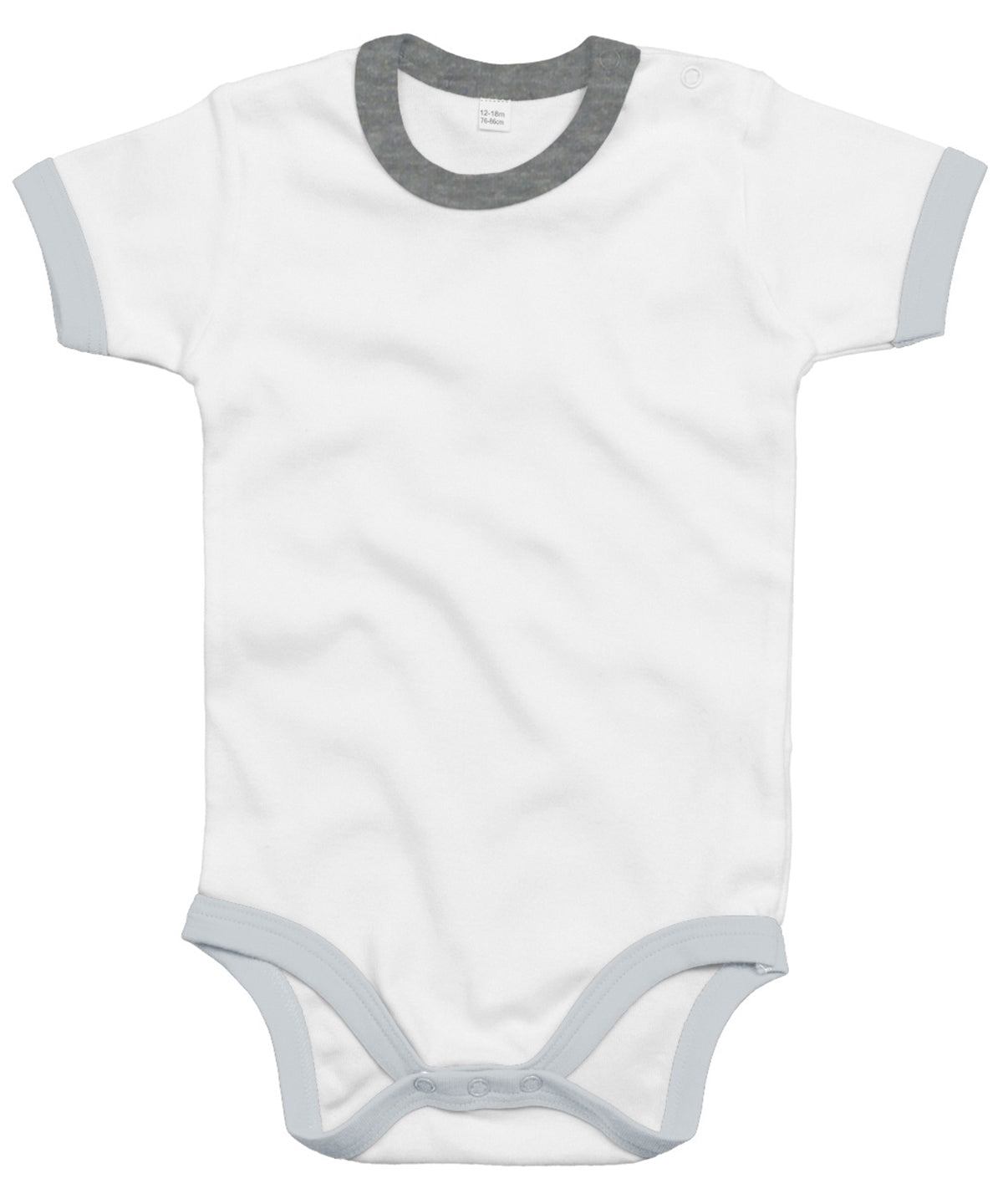 White/Heather Grey Melange - Ringer bodysuit - GarmentEmbroidery