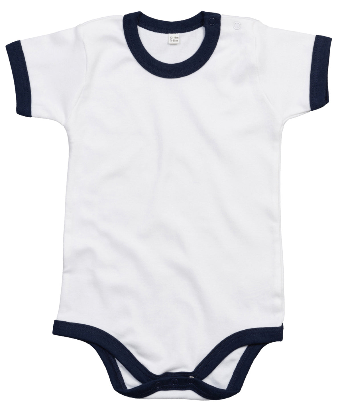 White/Nautical Navy - Ringer bodysuit - GarmentEmbroidery
