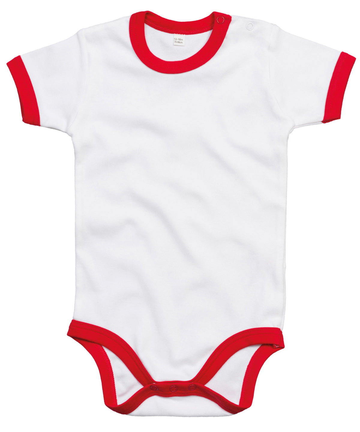 White/Red - Ringer bodysuit - GarmentEmbroidery