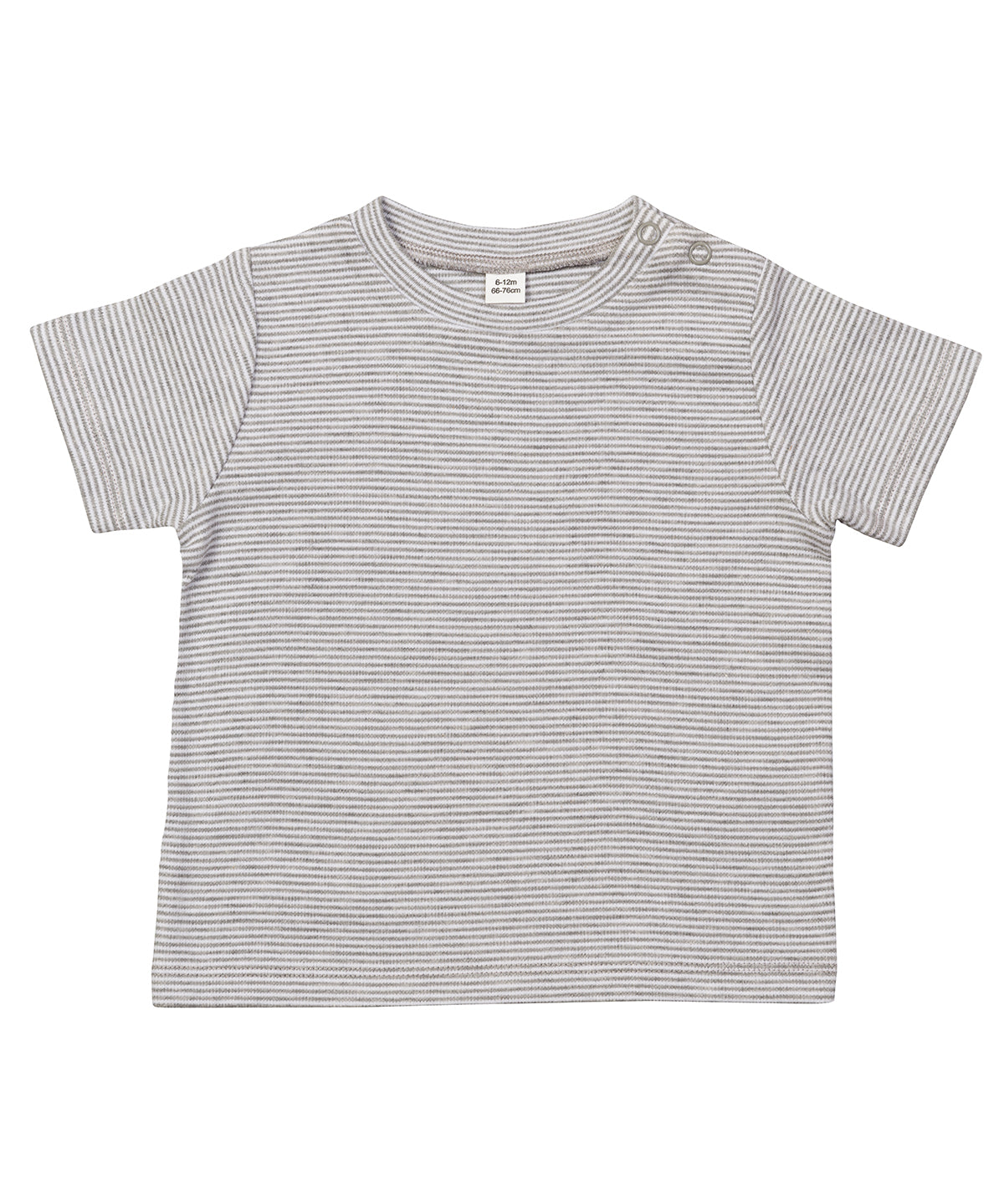 White/Heather Grey Melange - Baby stripy T - GarmentEmbroidery