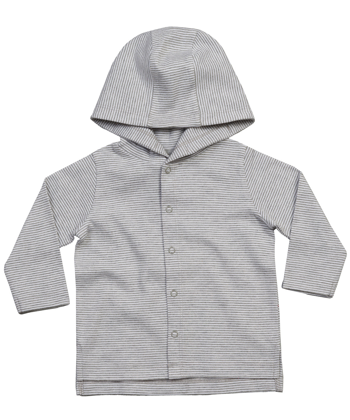 White/Heather Grey Melange - Baby stripy hooded T - GarmentEmbroidery
