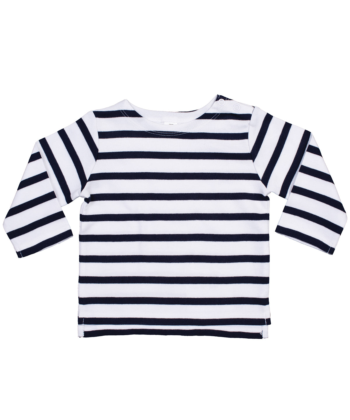 Organic White/Nautical Navy - Baby Breton top - GarmentEmbroidery