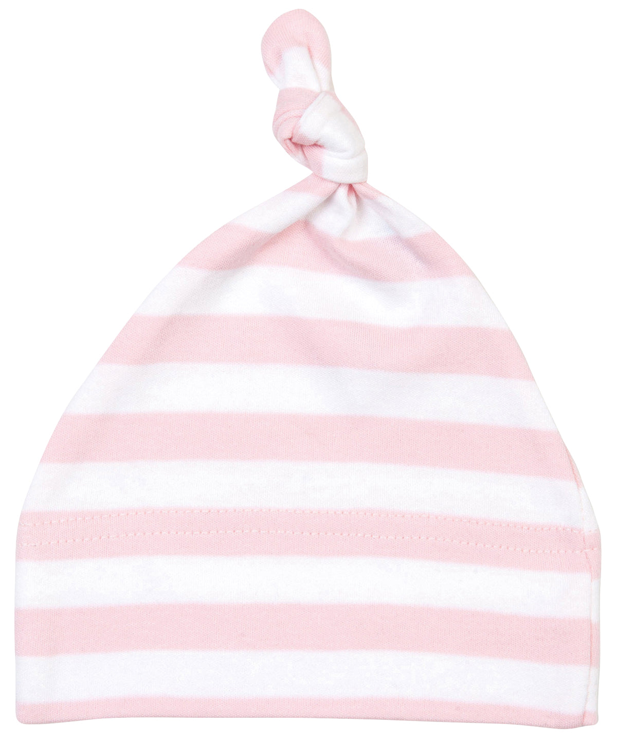 Powder Pink/White - Baby stripy one-knot hat - GarmentEmbroidery