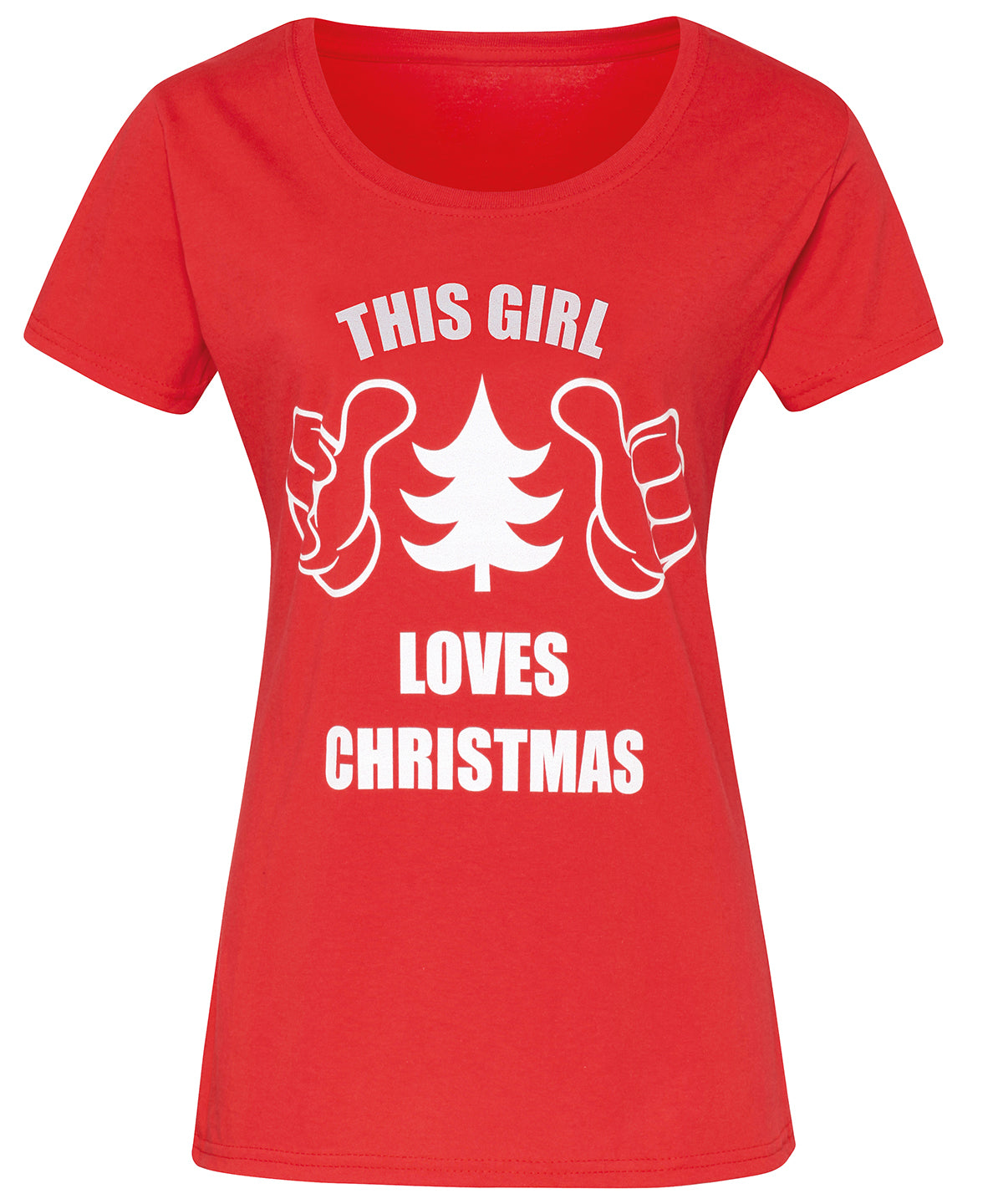 Red - Women's "This girl loves Christmas" short sleeve tee - GarmentEmbroidery