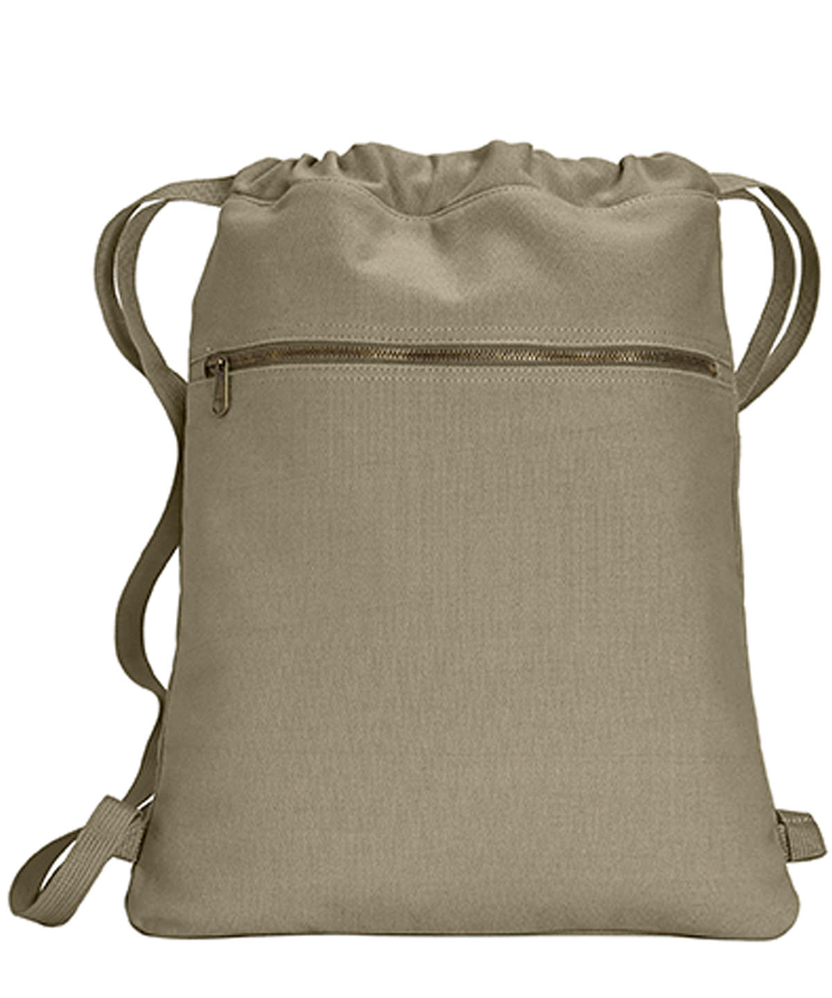 Khaki - Canvas cinch sak - GarmentEmbroidery