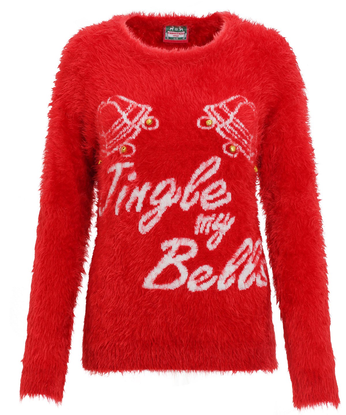 Red - Women’s 3D "jingle my bells" knitted jumper - GarmentEmbroidery