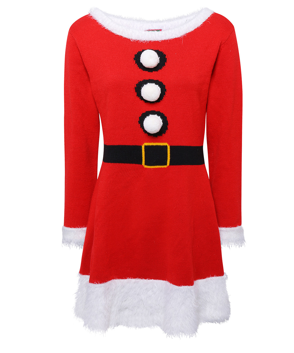 Red - Women's Christmas knitted dress - GarmentEmbroidery