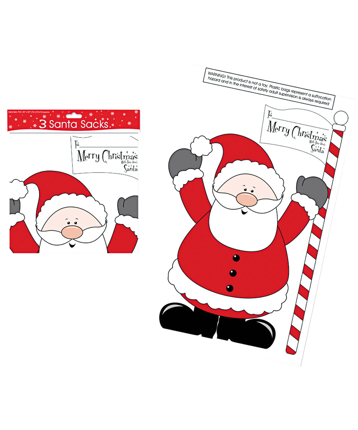 Santa - PVC Santa sacks (pack of 3) - GarmentEmbroidery