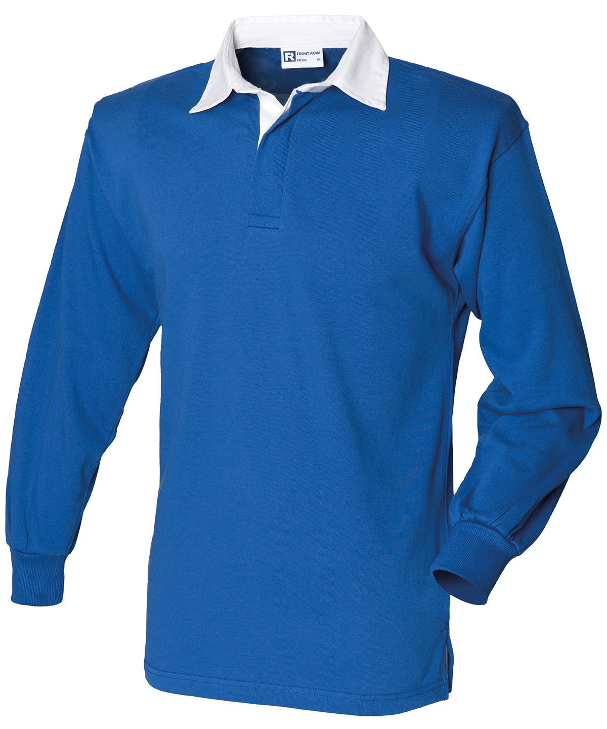 Royal/White - Long sleeve plain rugby shirt - GarmentEmbroidery