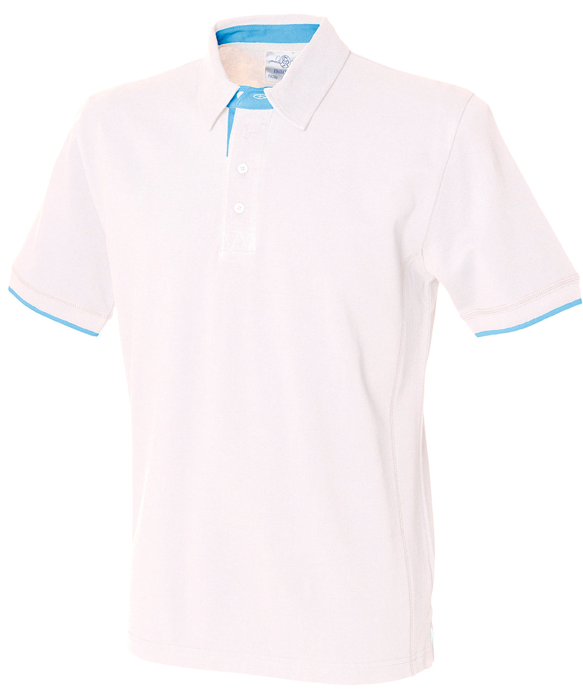 White/Sky Blue - Contrast piqué polo shirt - GarmentEmbroidery