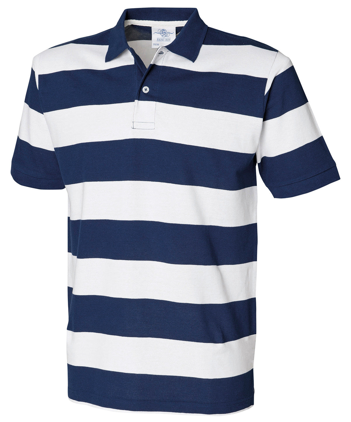 Navy/Pink - Striped piqué polo shirt - GarmentEmbroidery
