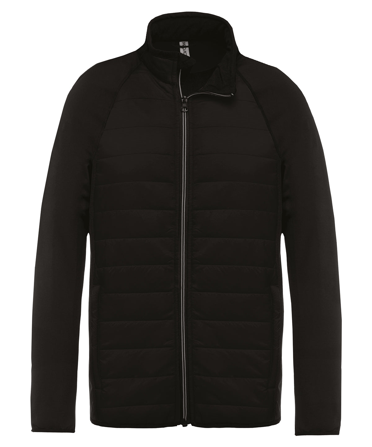 Black/Black - Dual-fabric sports jacket - GarmentEmbroidery