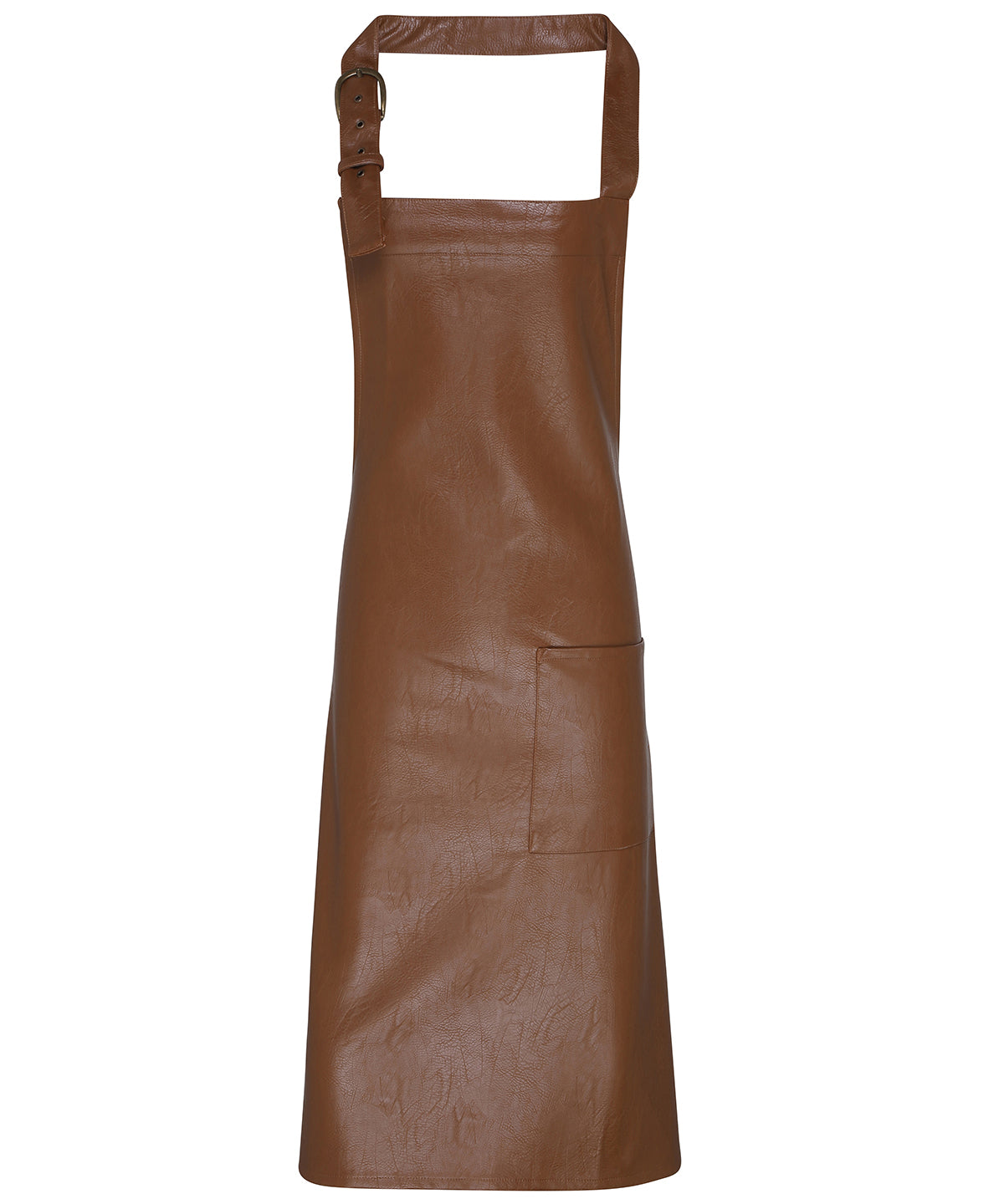 Tan - Faux leather bib apron - GarmentEmbroidery