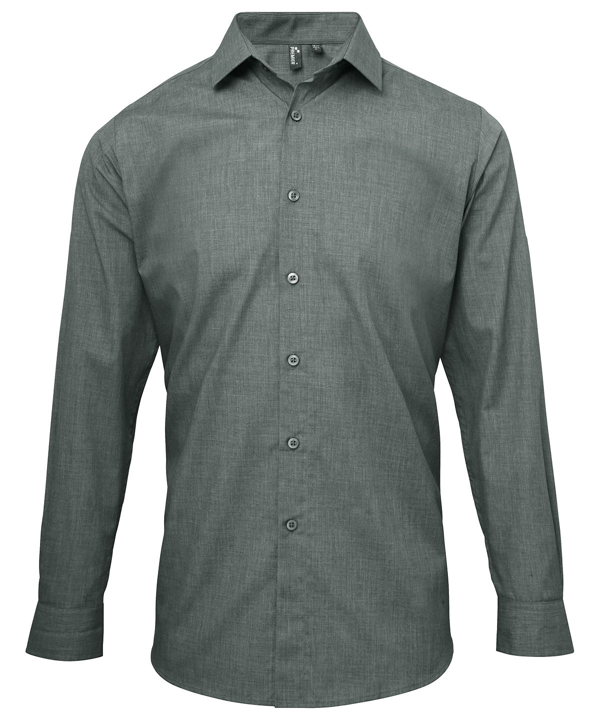 Grey Denim - Poplin cross-dye roll sleeve shirt - GarmentEmbroidery