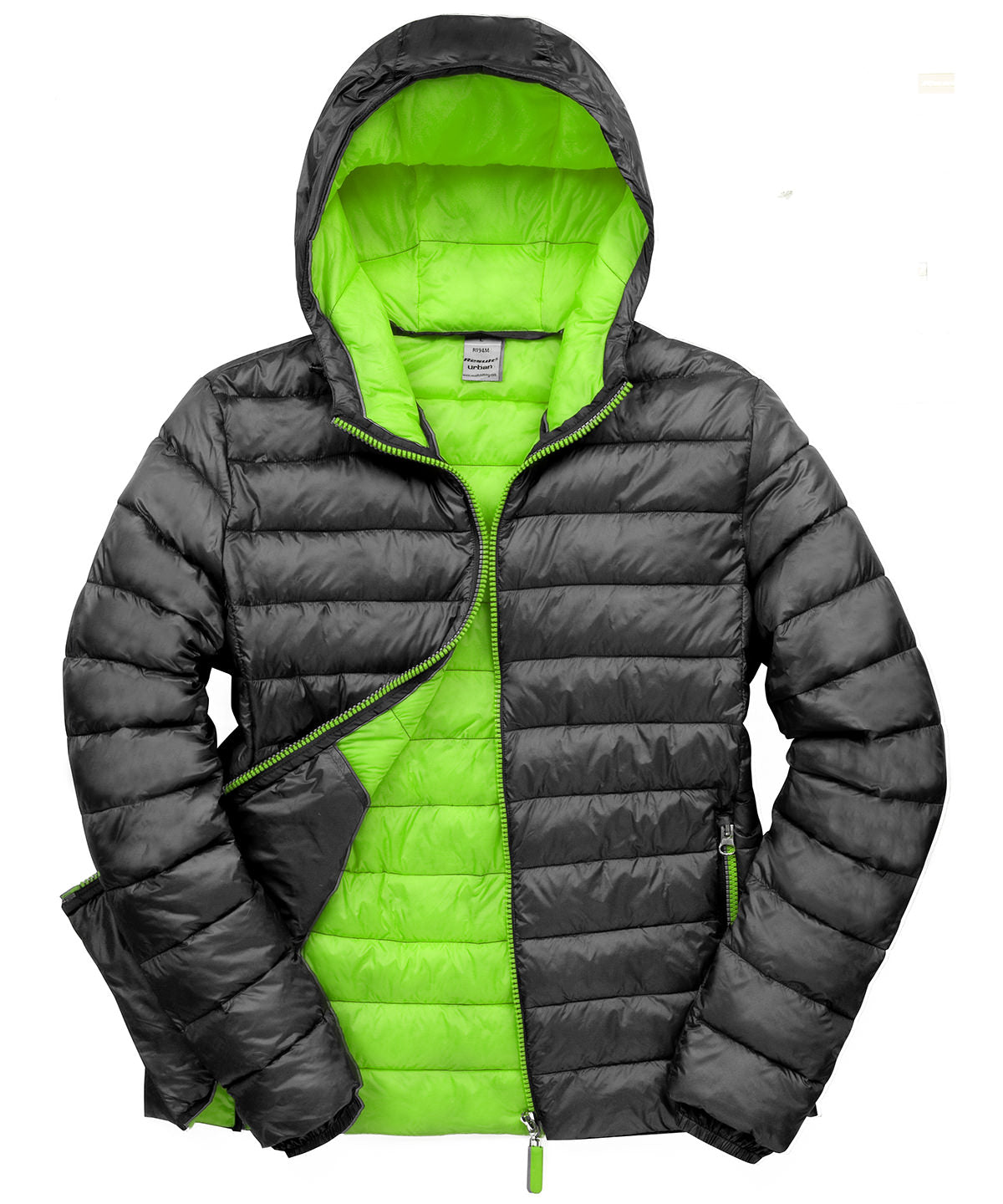 Black/Lime - Urban snow bird hooded jacket - GarmentEmbroidery