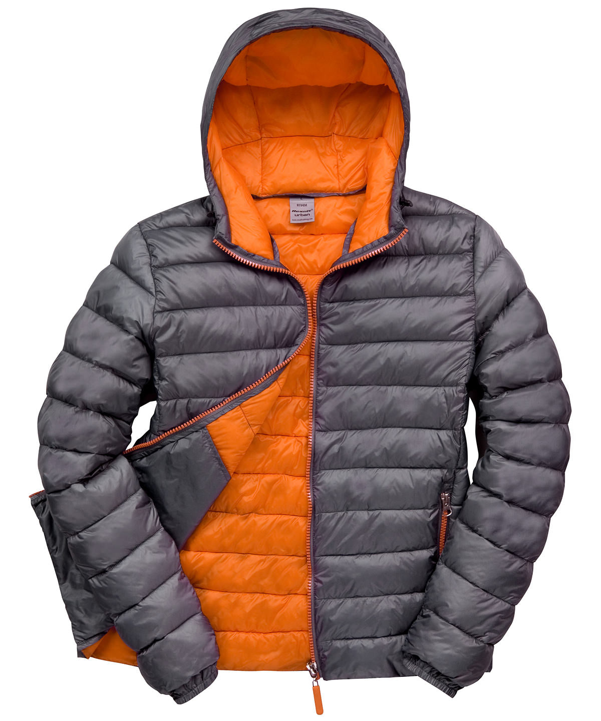 Grey/Orange - Urban snow bird hooded jacket - GarmentEmbroidery