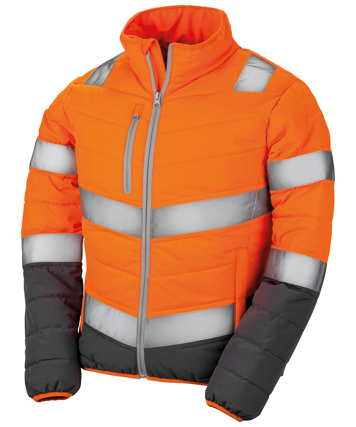 Fluorescent Orange/Grey - Women's soft padded safety jacket - GarmentEmbroidery