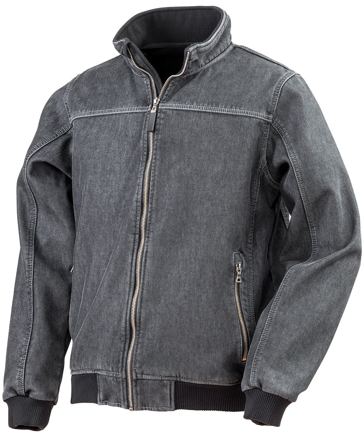 Washed Black - Stonewash denim softshell - GarmentEmbroidery