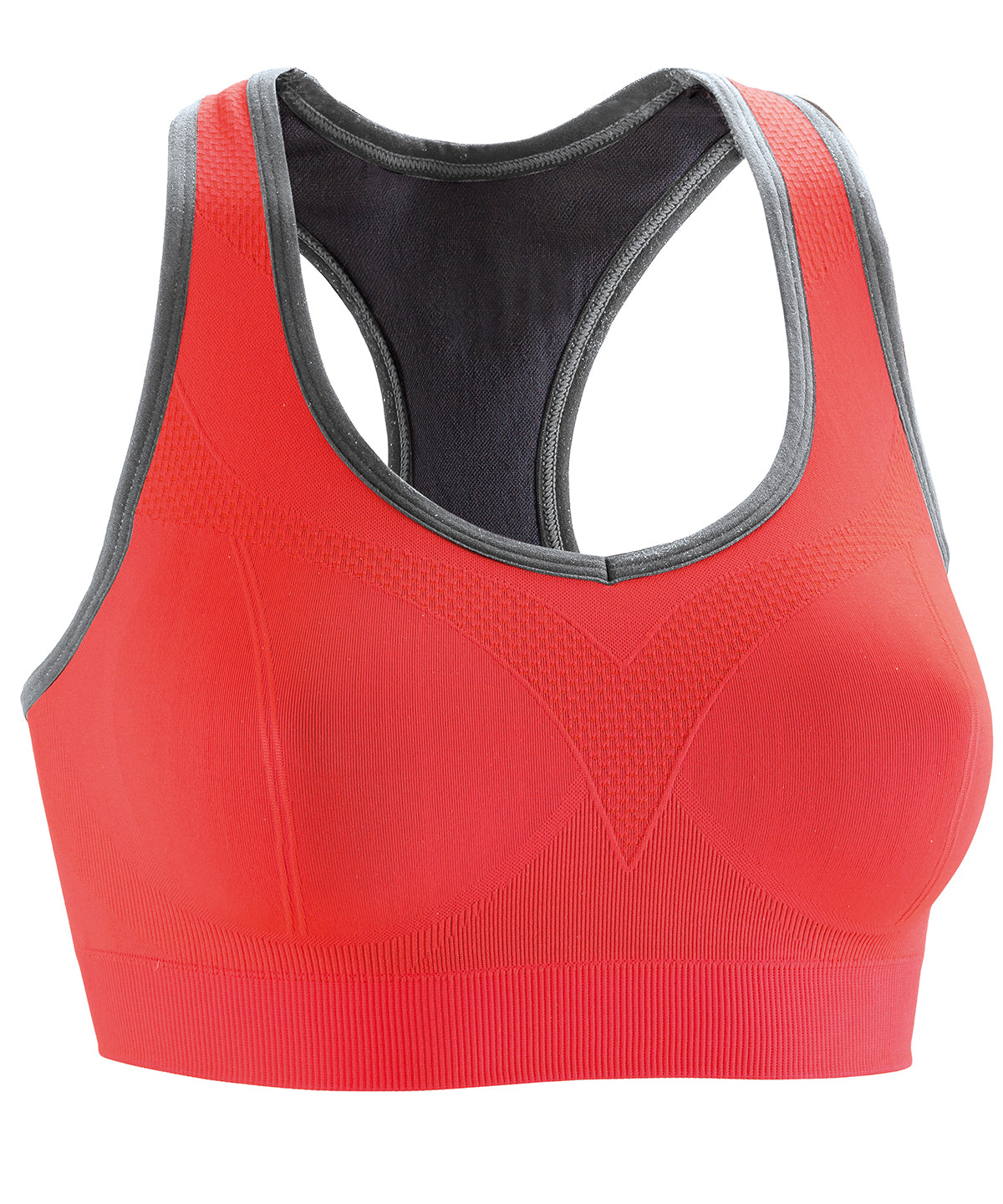 Hot Coral/Phantom Grey - Women's fitness compression sports bra top - GarmentEmbroidery