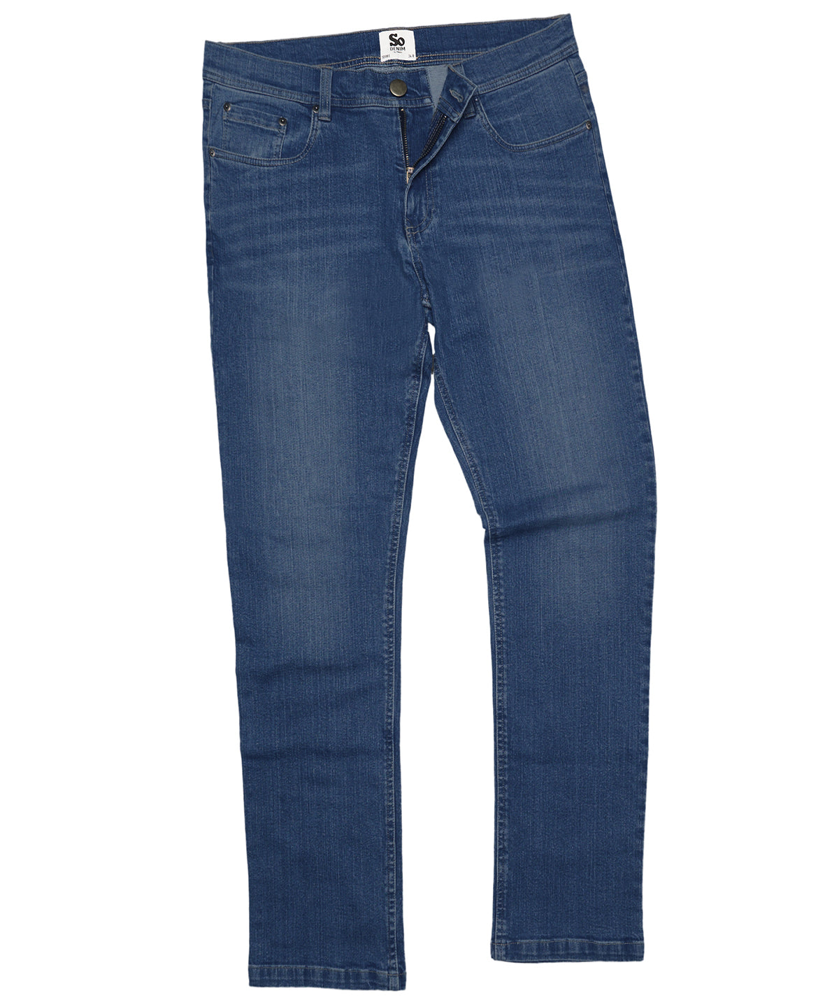 Mid Blue Wash - Leo straight jeans - GarmentEmbroidery