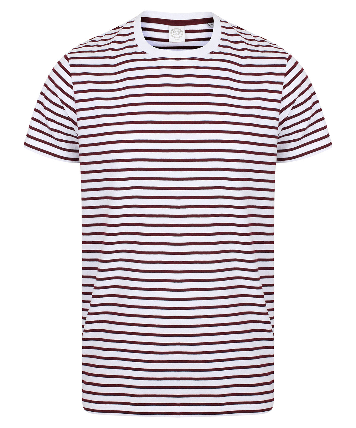 White/Burgundy - Unisex striped T - GarmentEmbroidery