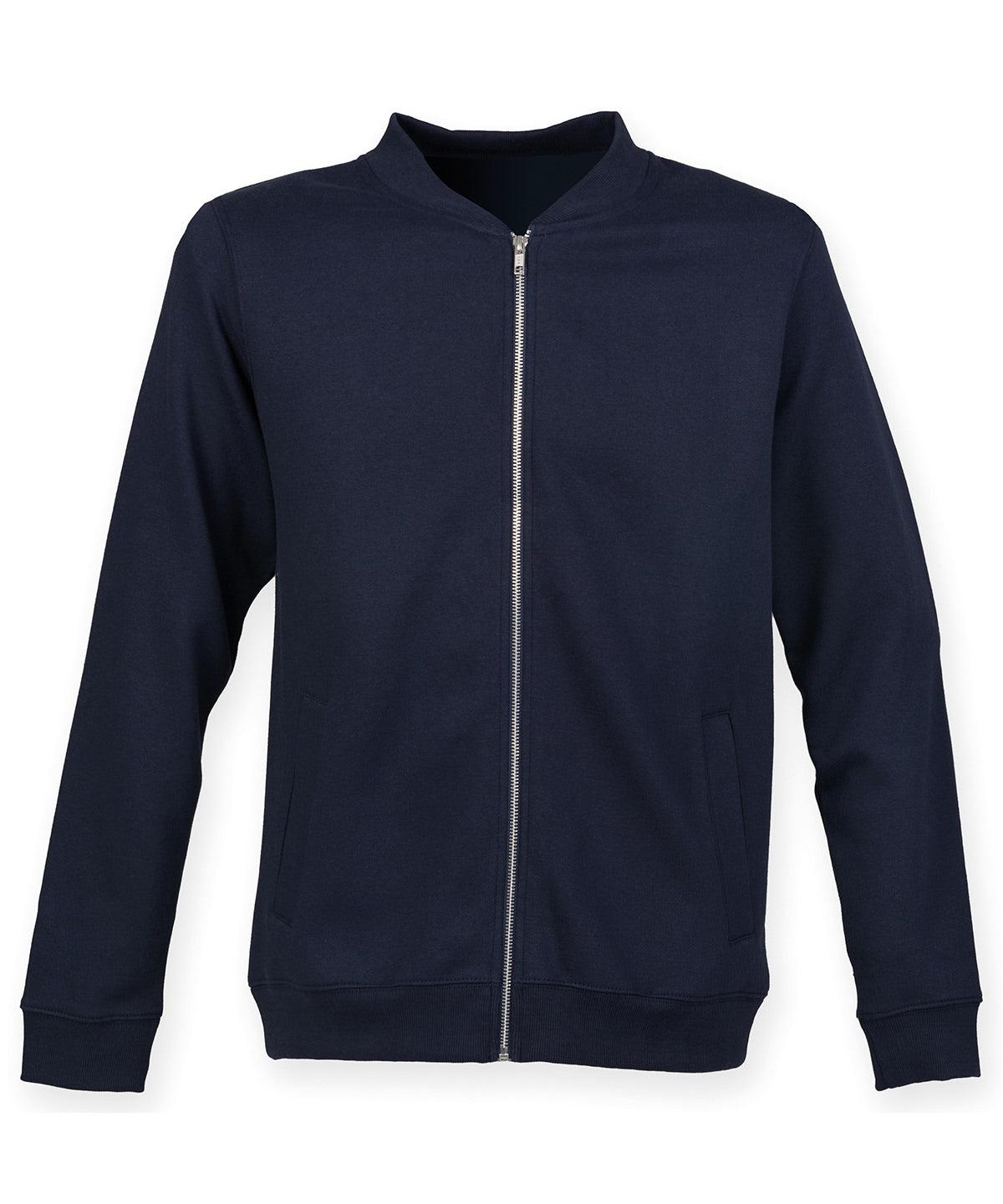 Navy - Unisex bomber zip-through sweat - GarmentEmbroidery