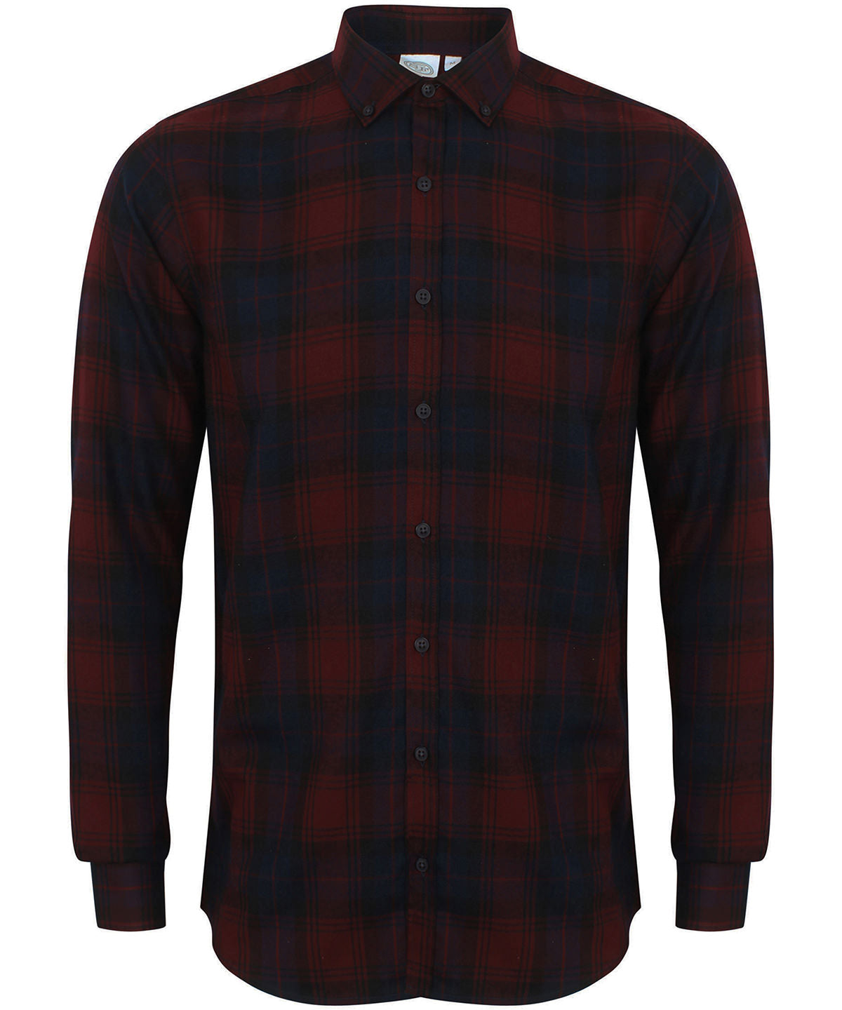 Burgundy Check - Brushed check casual shirt with button-down collar - GarmentEmbroidery