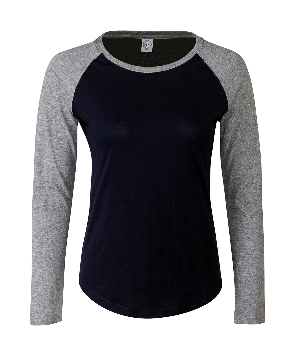 Oxford Navy/Heather Grey - Women's long sleeve baseball t-shirt - GarmentEmbroidery