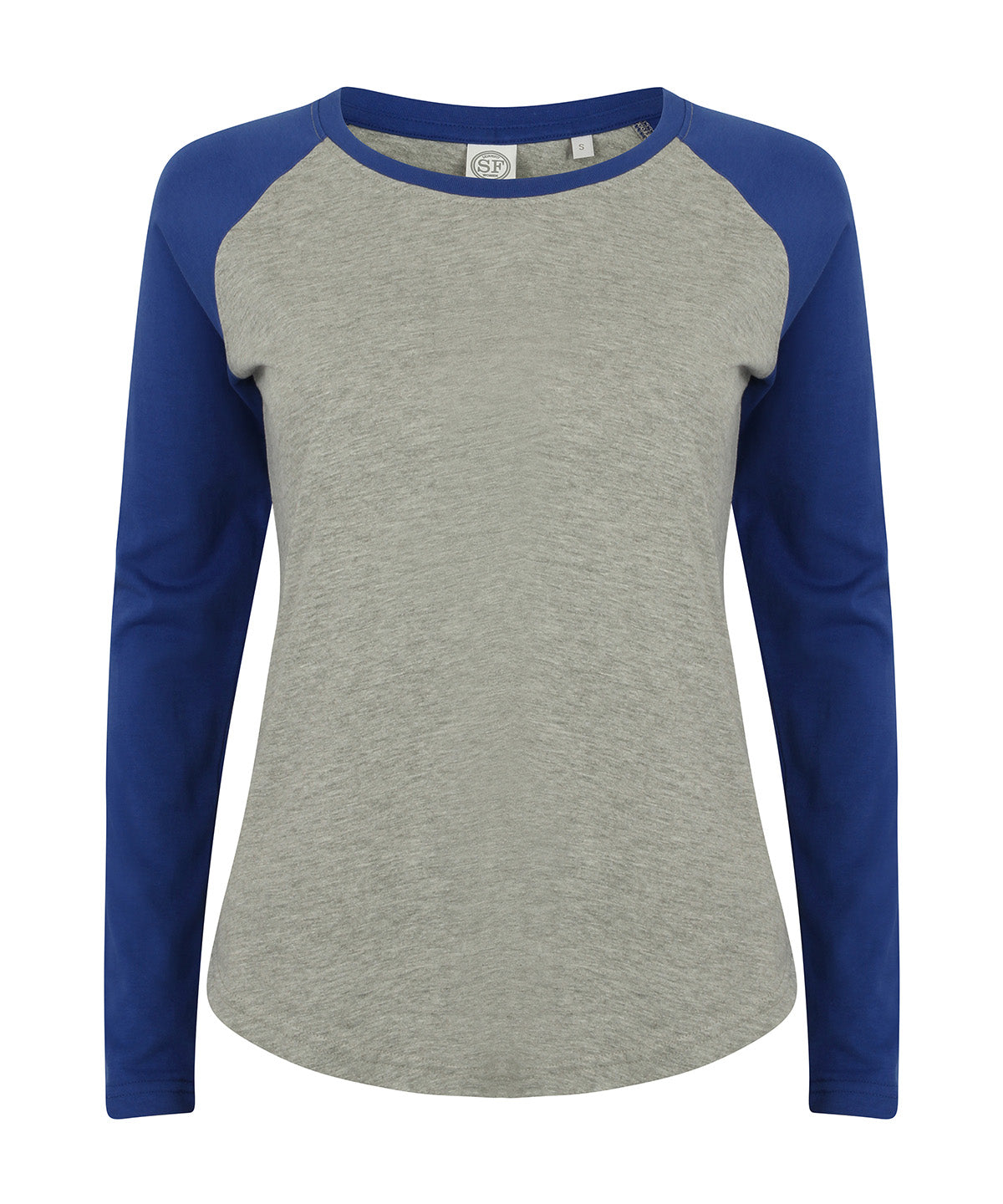Heather Grey/Royal - Kids long sleeve baseball T - GarmentEmbroidery