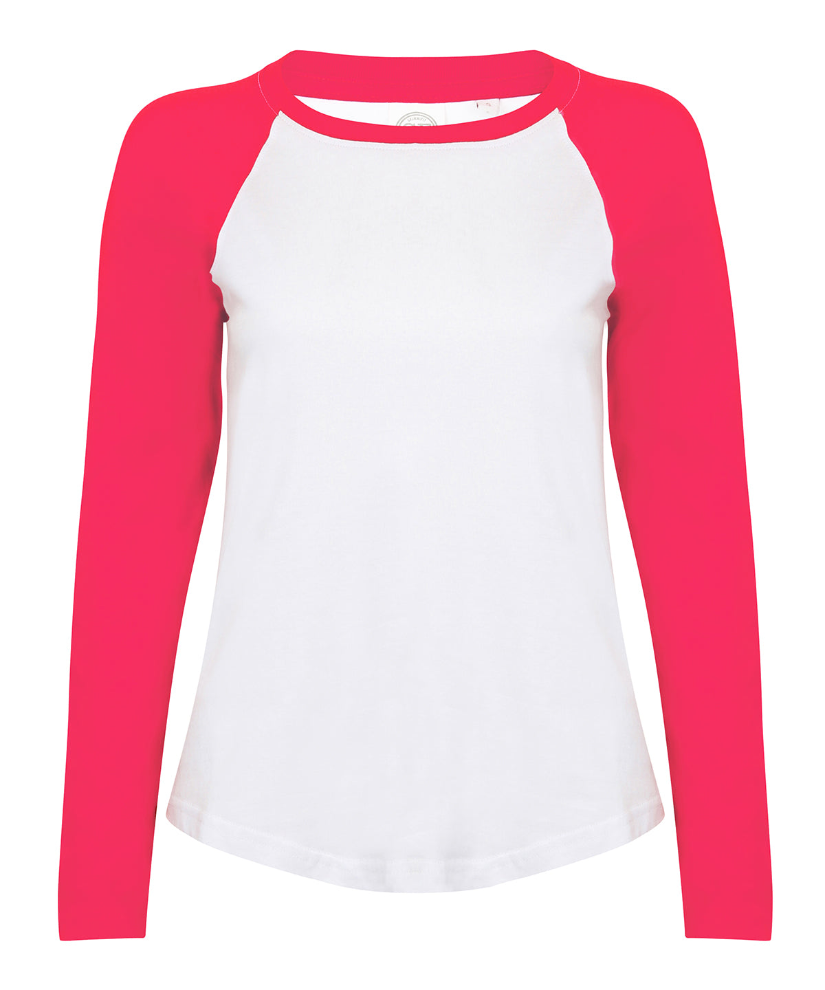 White/Hot Pink - Kids long sleeve baseball T - GarmentEmbroidery