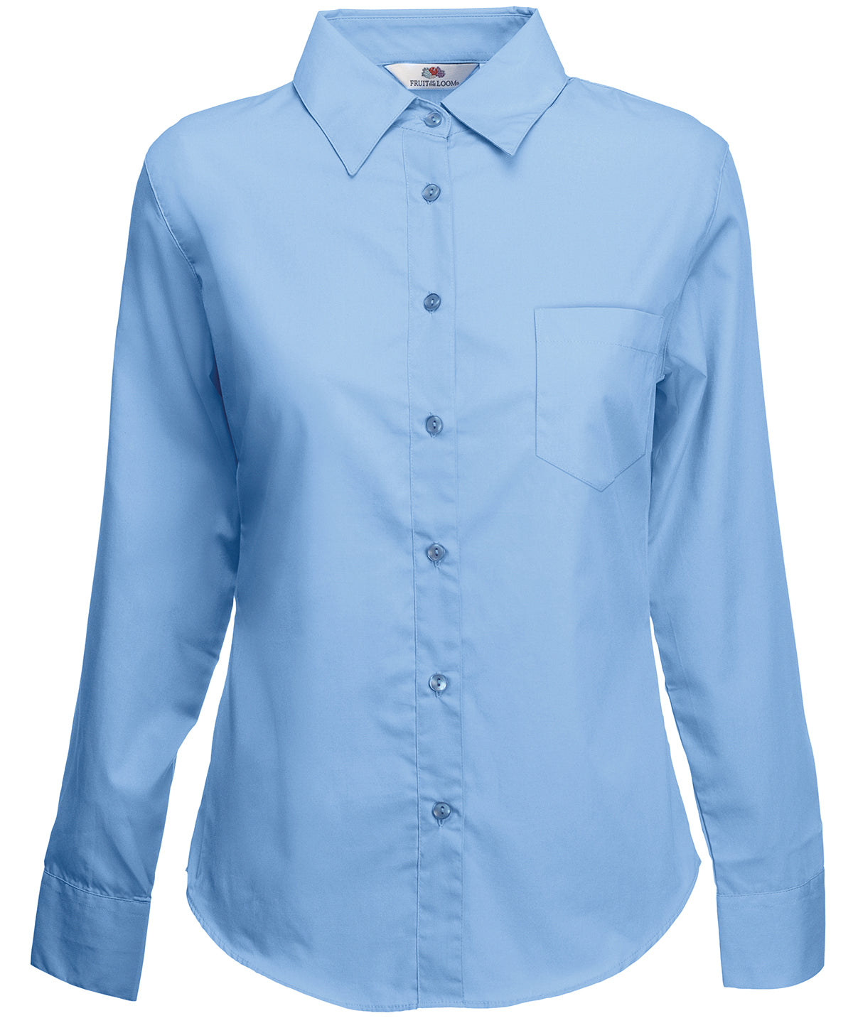 Mid Blue - Ladyfit poplin long sleeve shirt - GarmentEmbroidery