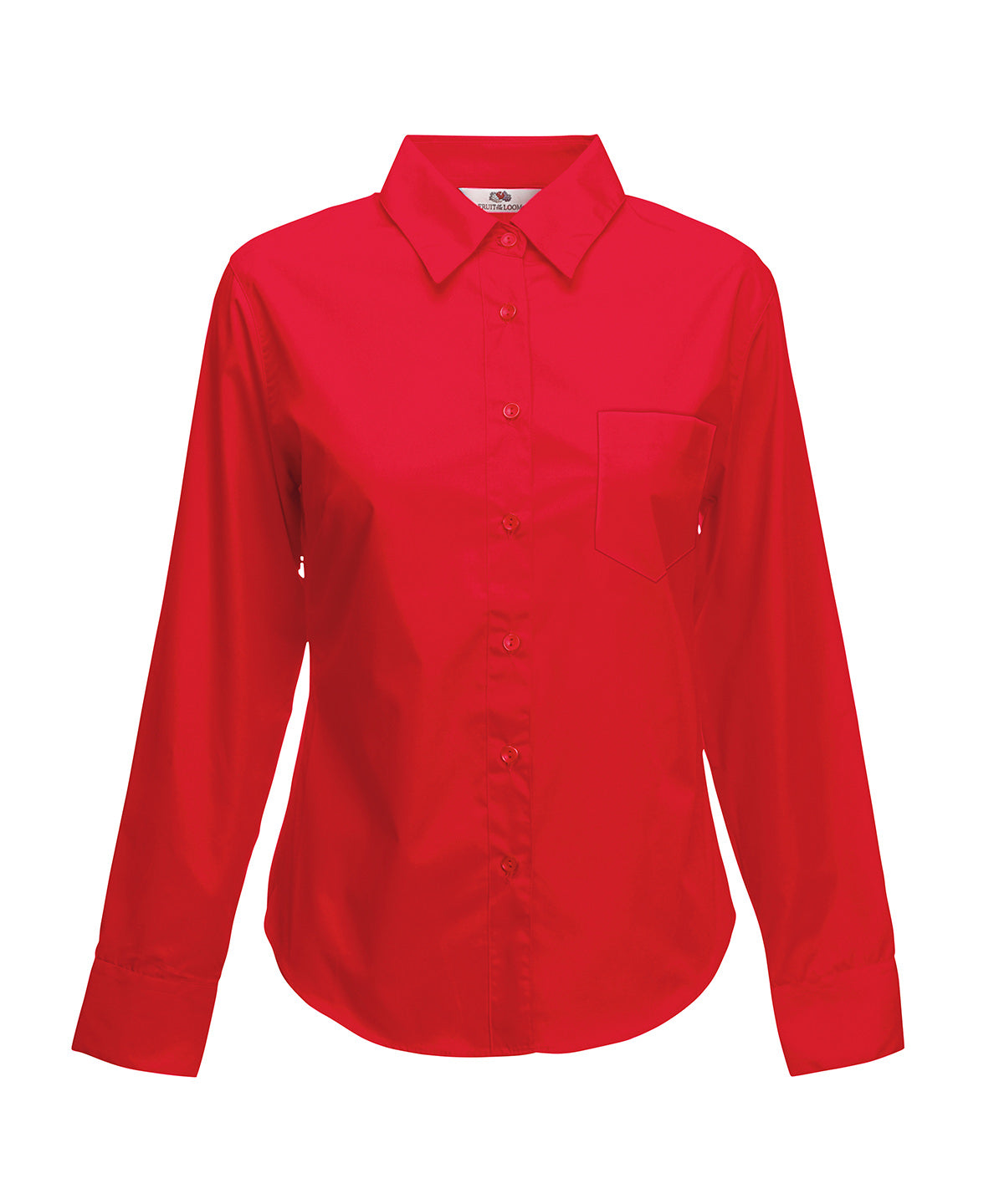 Red - Ladyfit poplin long sleeve shirt - GarmentEmbroidery