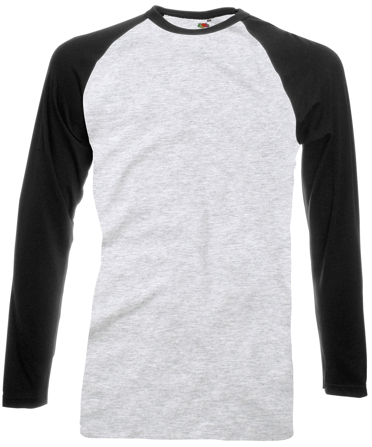 Heather Grey/Black - Long sleeve baseball T - GarmentEmbroidery