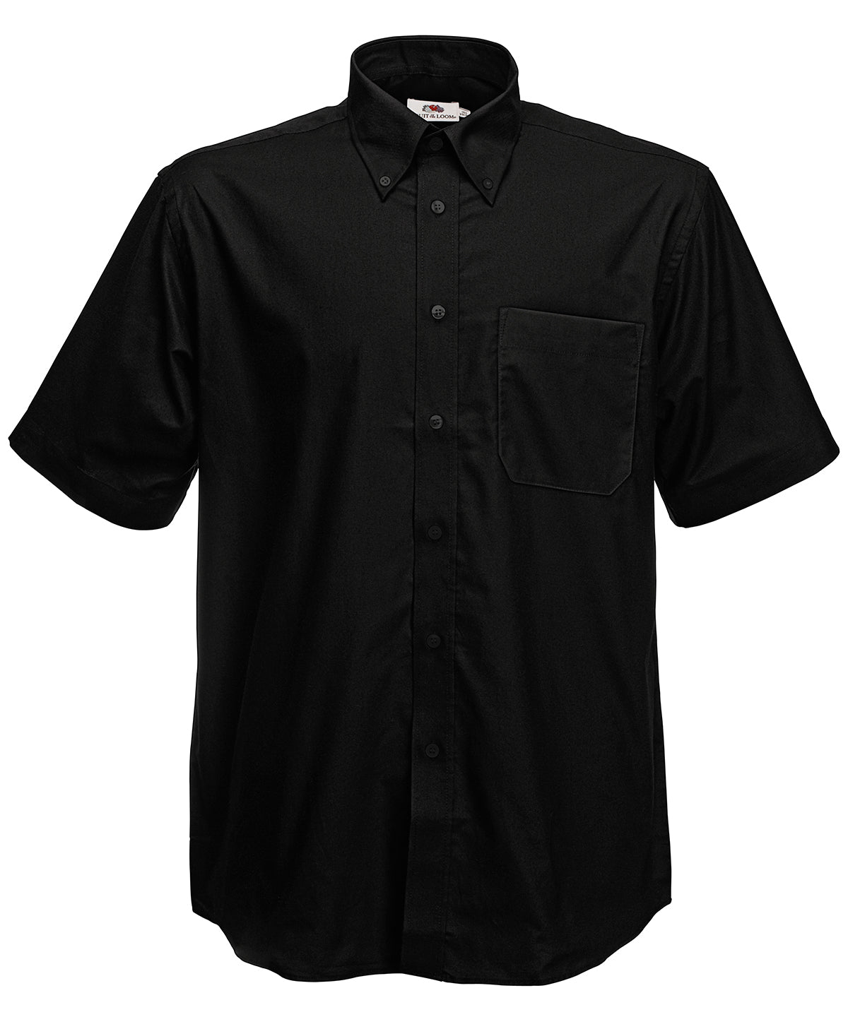 Black - Oxford short sleeve shirt - GarmentEmbroidery